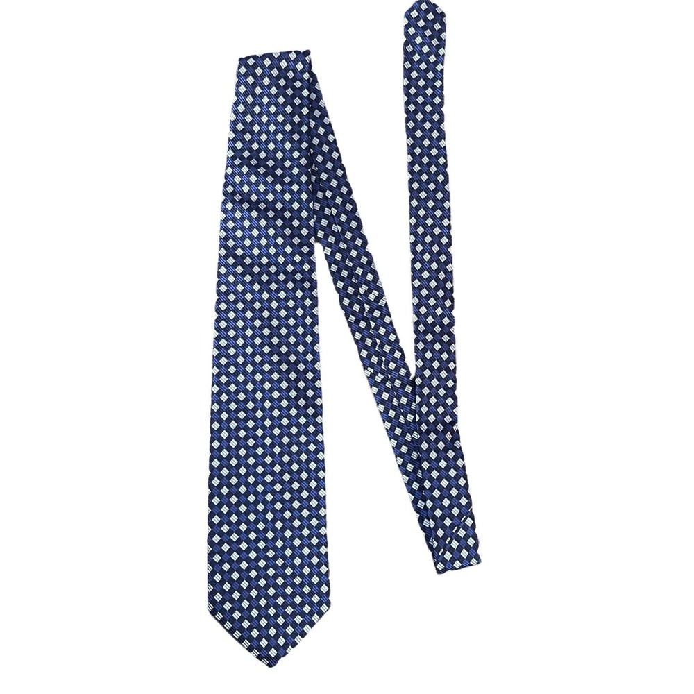 Brooks Brothers Makers Neck Tie Mens Blue Checked Pure Woven Silk Short